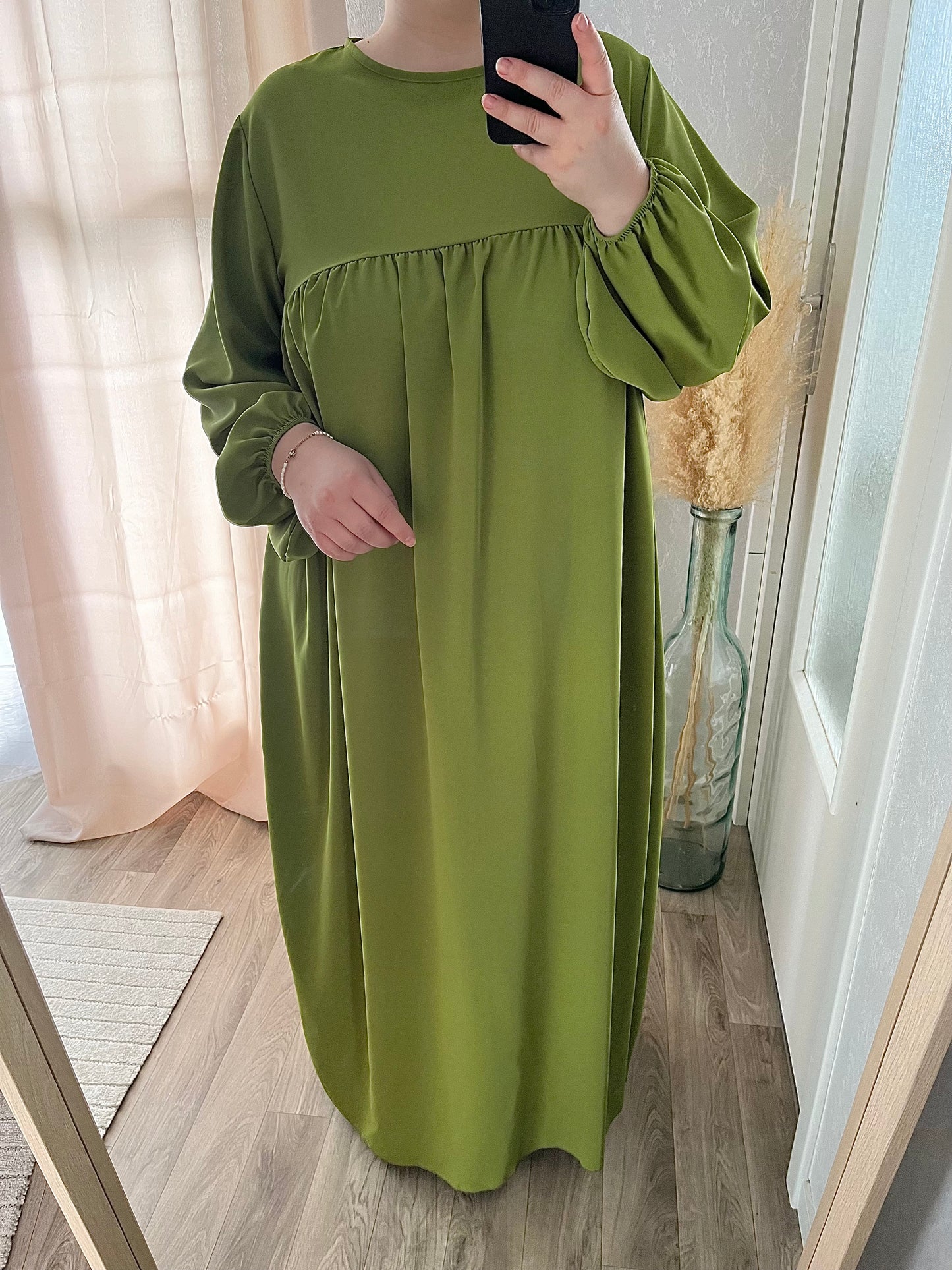 Abaya Alya soie de medine Olive